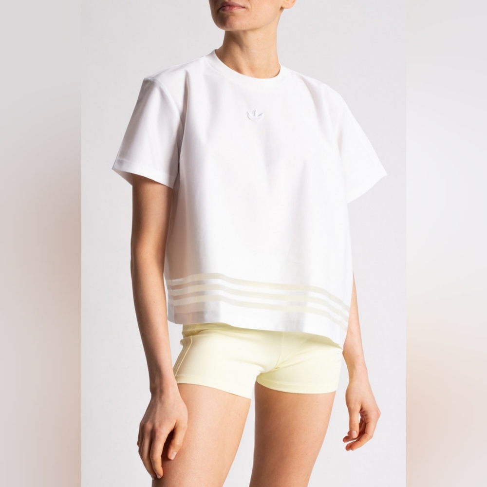 White crewneck T-shirt from ADIDAS Originals, the ‘Primegreen’ line